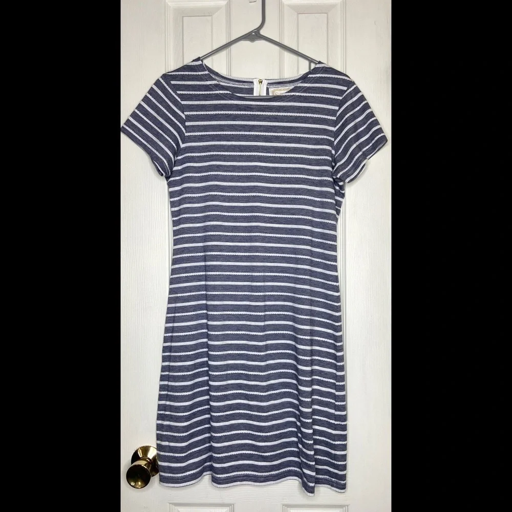 Sail To Sable Blue & White Striped Nautical Shift Dress Medium - Picture 2 of 6